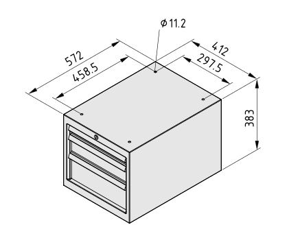 Drawer Unit S3 H383, grey similar to RAL 7042