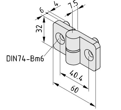 Hinge 8 PA, left, black - 0.0.026.10