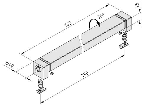  LED Machine Light Fitting 24W 40x40x765 - 0.0.656.18