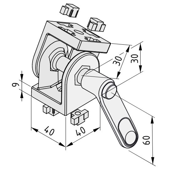 Hinge X 8 40x40, heavy-duty with Clamp Lever - 0.0.601.13