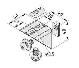 Angle Bracket Set 8 40x40 PA - 0.0.647.03