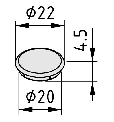 Cap 8 D20, grey similar to RAL 7042 - 0.0.651.65