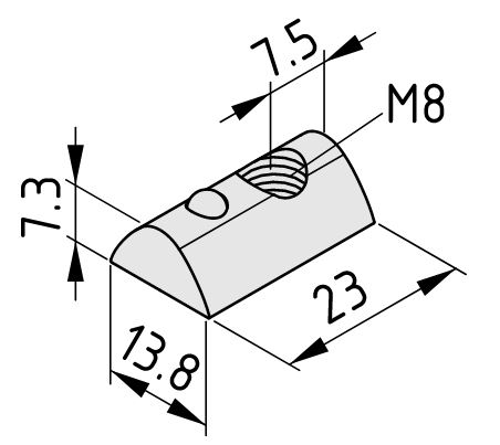 T-Slot Nut 8 St M8, bright zinc-plated