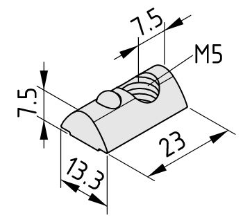 T-Slot Nut V 8 St M5, bright zinc-plated - 0.0.480.54