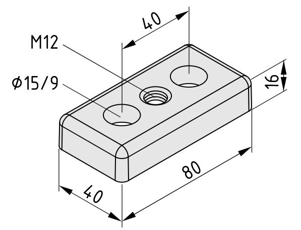 Base Plate 8 80x40, M12, black - 0.0.406.32