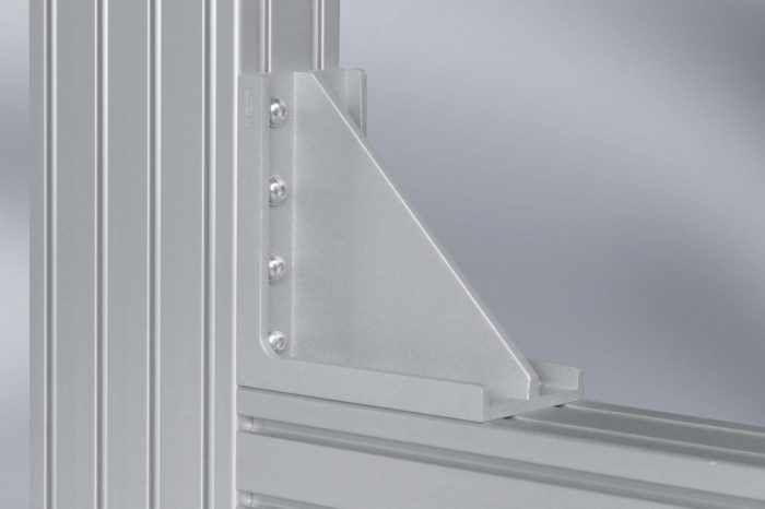 Angle Bracket 8 160x160 Al M8, white aluminum, similar to RAL 9006 - 0.0.602.36