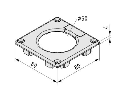 Conduit Cap 80x80 with Cable Entry Protector, black - 0.0.638.39