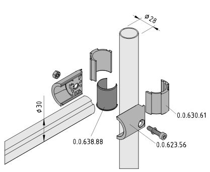 Adapter D30/D28-37, grey similar to RAL 7042 - 0.0.638.88