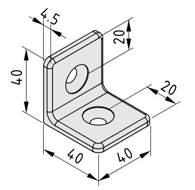Angle Bracket 8 40 right-angled, white aluminum, similar to RAL 9006 - 0.0.665.53