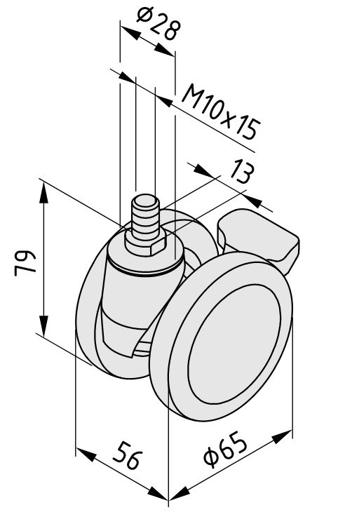 Castor D65 swivel brake