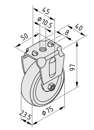 Castor D75 fixed