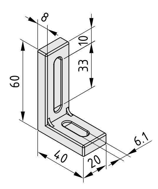 Bracket 60x40x20 Zn, black - 0.0.474.61