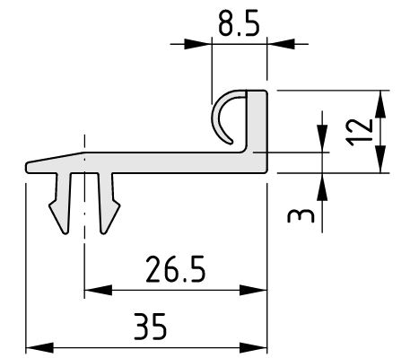 Door Stop Seal 8 40, grey similar to RAL 7042 - 0.0.617.32