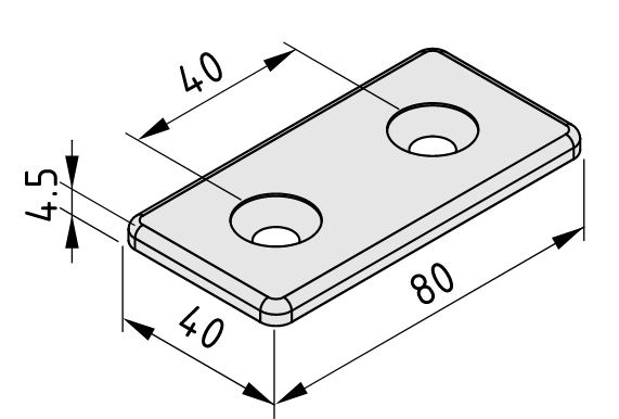 Bracket 8 40 flat, white aluminum, similar to RAL 9006 - 0.0.666.35