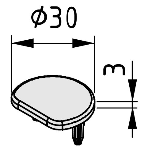 Cap, Profile Tube 8 D30, grey similar to RAL 7042 - 0.0.666.95