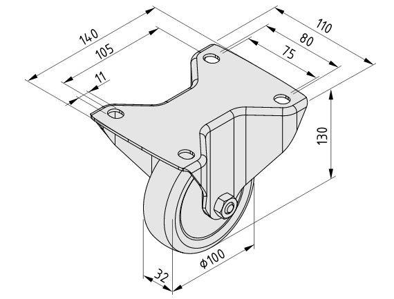 Castor D100 fixed 140x110 - 0.0.667.20