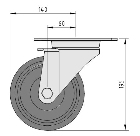 Castor D160 swivel 140x110