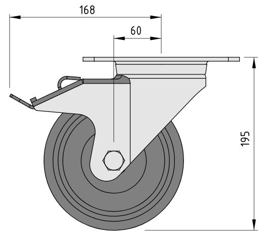 Castor D160 swivel with double-brake 140x110