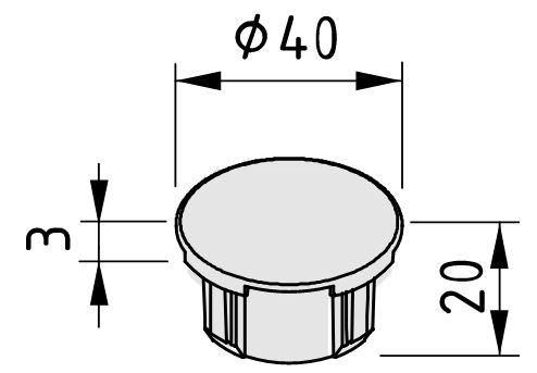 Cap, Profile Tube D40/D30 ESD, black similar to RAL 9005 - 0.0.670.94