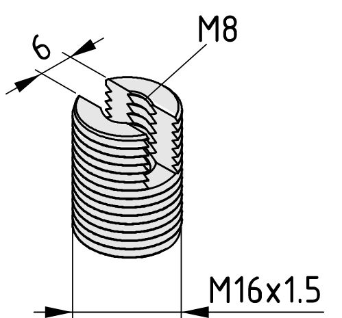 Threaded Insert, Profile Tube D30 heavy duty M8, bright zinc-plated - 0.0.672.18