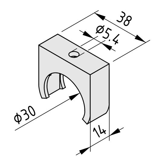 Tube Clamp D30, grey similar to RAL 7042 - 0.0.630.83