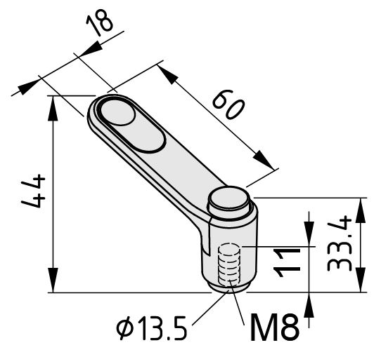 Clamp Lever Pi 60 M8, white aluminum, similar to RAL 9006 - 0.0.684.74