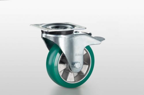 Castor D160 PU swivel with double-brake 140x110 - 0.0.697.81