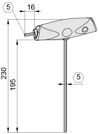 Key with T-Handle 5 A/F - 0.0.026.29