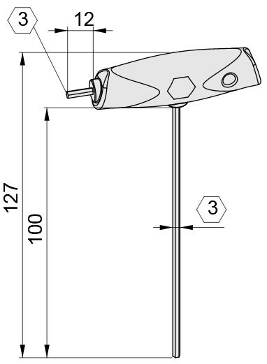 Key with T-Handle 3 A/F - 0.0.370.59
