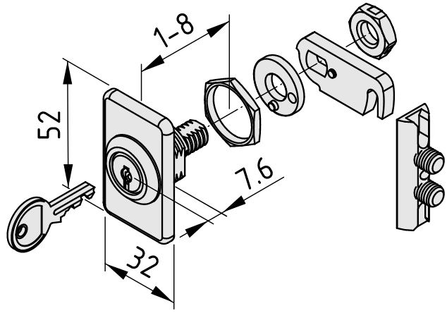 Locking System 8, Cylinder Lock with escutcheon, left-hand application - 0.0.619.63