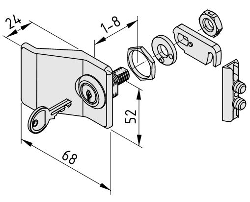 Locking System 8, Cylinder Lock with grip, left-hand application - 0.0.619.65