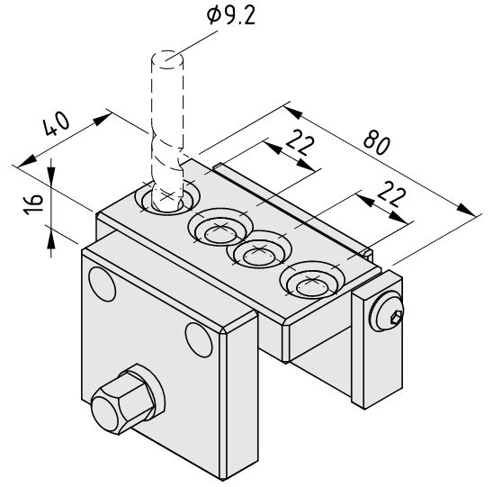 Drilling Jig 8 40, T-Slot Opening - 0.0.642.70
