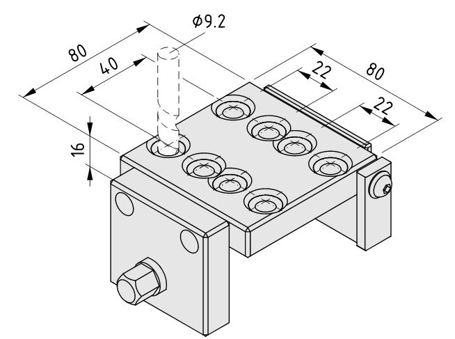 Drilling Jig 8 80, T-Slot Opening - 0.0.642.74