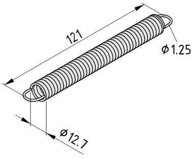 Extension spring 1.25x12.7x121 - 0.0.660.45