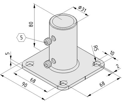 Flange D30 90x90-80 - 0.0.696.05