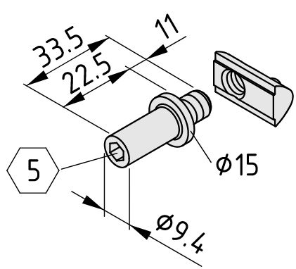 Latch Bolt Set D9.5-22.5-M8 0.0.697.00