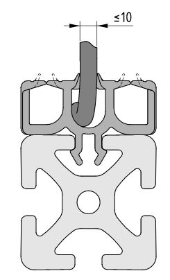 Cable Guide Profile 8 40x16, grey similar to RAL 7042 - 0.0.654.44