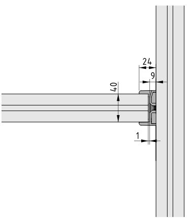 Retaining Bracket 8 40x16, grey similar to RAL 7042 - 0.0.654.51