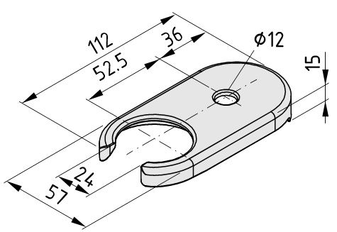 Foot Clamp D60, white aluminum, similar to RAL 9006 - 0.0.660.83