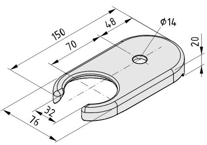 Foot Clamp D80, white aluminum, similar to RAL 9006 - 0.0.660.84