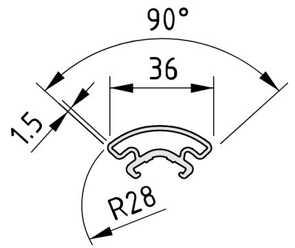Warning and Protective Profile D30 R28-90°, yellow, similar to RAL 1023 - 0.0.675.25