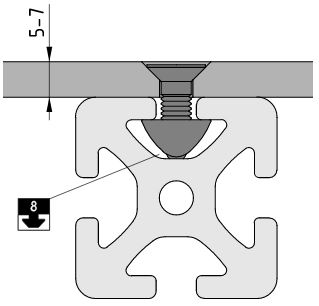 Fastening Set 8 5-7mm with Countersunk Screw M6 - 0.0.680.95