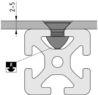 Fastening Set 8 2-5mm with Countersunk Screw M8 - 0.0.680.96