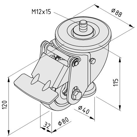 Jacking Castor D80 ESD, with Foot Pedal - 0.0.684.36