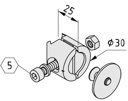 Fastener D30, internal, Connector M6-12 - 0.0.690.44