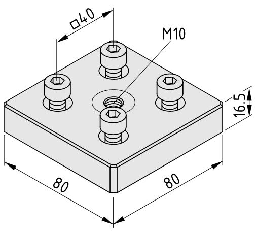 Transport Plate Set 8 80x80 St, M10 - 0.0.698.19